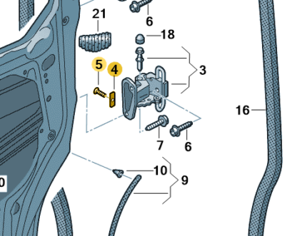 VW Transporter 2003 Onwards Front Door Hinge Stop Plate & Screw