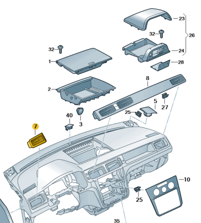 VW Caddy 2016 - 2020 Driver's Vent (Cyclone Grey)