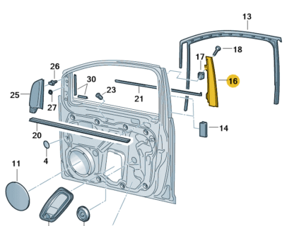 VW Caddy 2011 - 2020 Exterior B-Pillar Trim (Black)