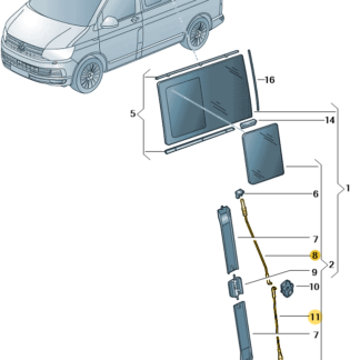 VW Transporter/California 2012 Onwards Operating Rods for Sliding Window