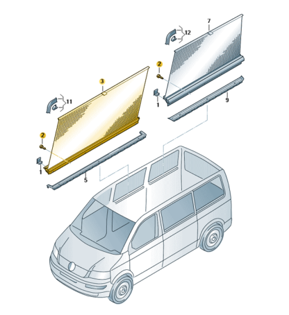 VW Transporter 2003 - 2015 Sliding Door Blind and Bolts