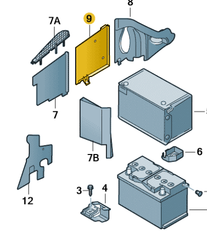 VW Transporter 2012 Onwards Battery Cover Middle