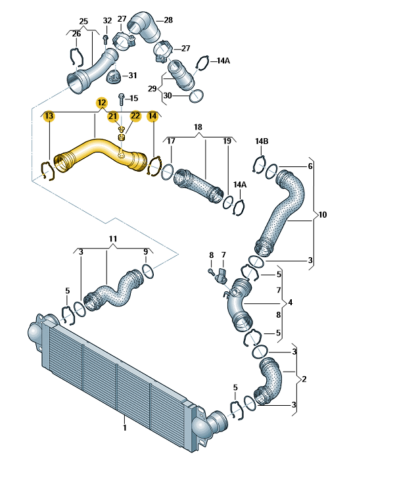 VW Transporter 2003 - 2010 Pressure Pipe (Intercooler to Turbo)