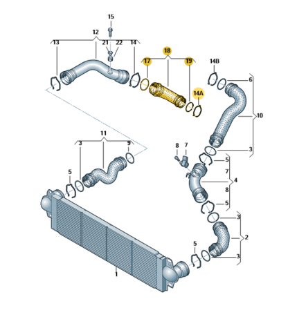 VW Transporter 2003 - 2010 Pressure Hose (Before Turbo) & Clip