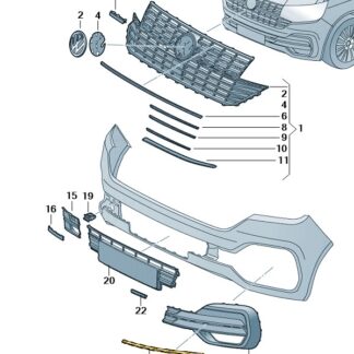 VW Transporter 2020 - 2024 Cover Trim for Front Bumper