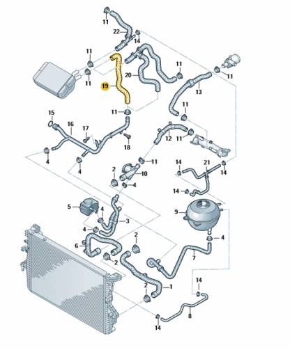 VW Transporter 2003 - 2010 Coolant Hose (From Heat Exchanger)