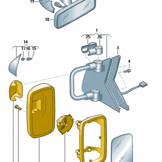 VW Drop Side Transporter 2003 - 2010 Passenger's Mirror Housing (Heated/Electric Adjustment)