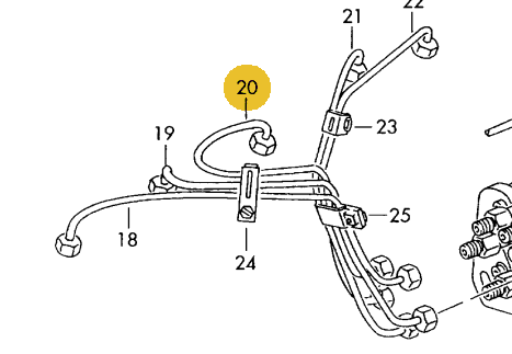 VW LT 1997-2007 Injector Pipe for Cylinder 3