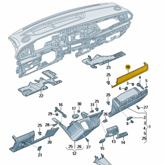 VW Transporter 2020-2024 Trim Above Glove Box in Palladium Grey