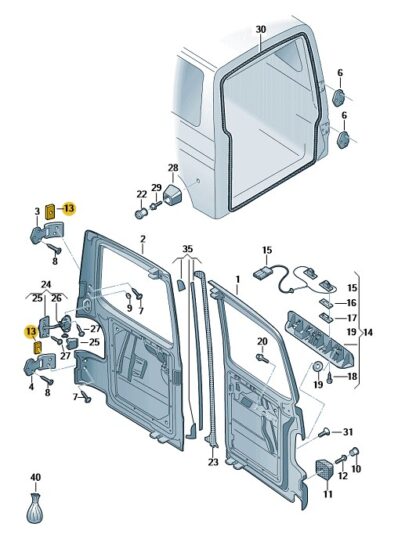 VW Transporter 2003 - 2024 Stop Buffer for Barn Door Hinge