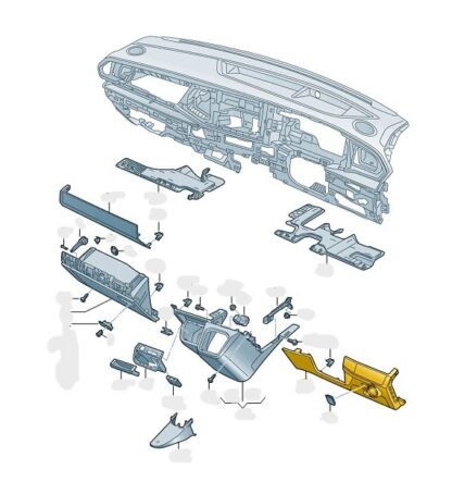 VW Transporter 2020 - 2024 Trim for Lower Offside Dashboard (With 3 Buttons) in Palladium Grey