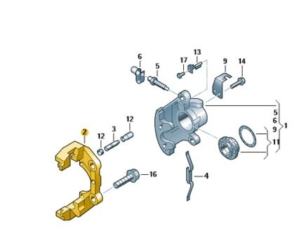 VW Transporter 2009 - 2019 Carrier for Front Brake Caliper (with Guide Pins & Sleeves)
