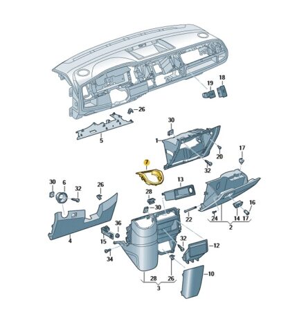 VW Transporter 2016 - 2019 Storage Bin Trim (LHD)