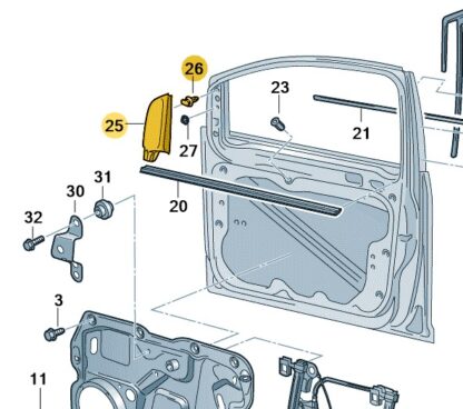 VW Caddy 2004 - 2020 Inner Cover for Door Mirror
