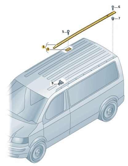 VW Transporter 2003 - 2024 Roof Guide Rail