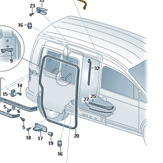 VW Caddy 2004 - 2020 Upper Seal for Sliding Door N/S